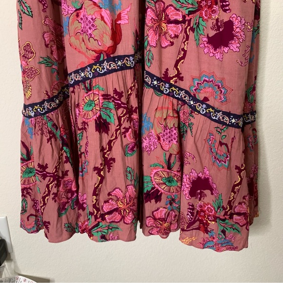 Anthropologie Womens pink ruffle embroidered flutter sleeve maxi dress XL - Picture 13 of 13